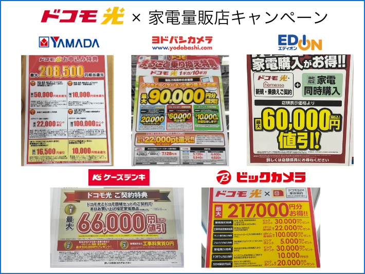 家電量販店のドコモ光キャンペーン情報