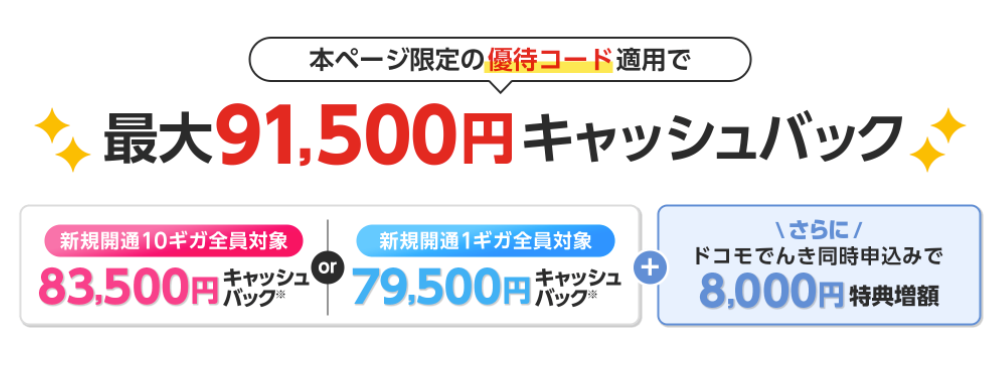 ドコモ光×GMOとくとくBBのキャッシュバックキャンペーン