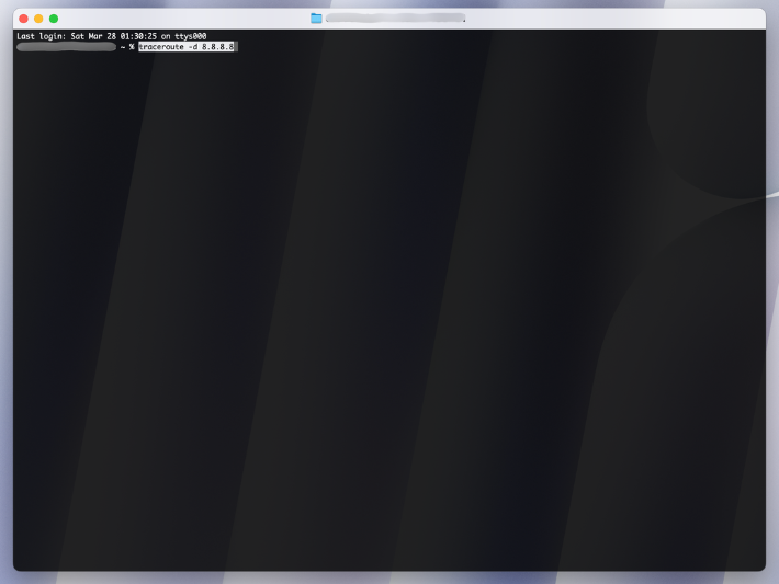 「traceroute -d 8.8.8.8」と入力する