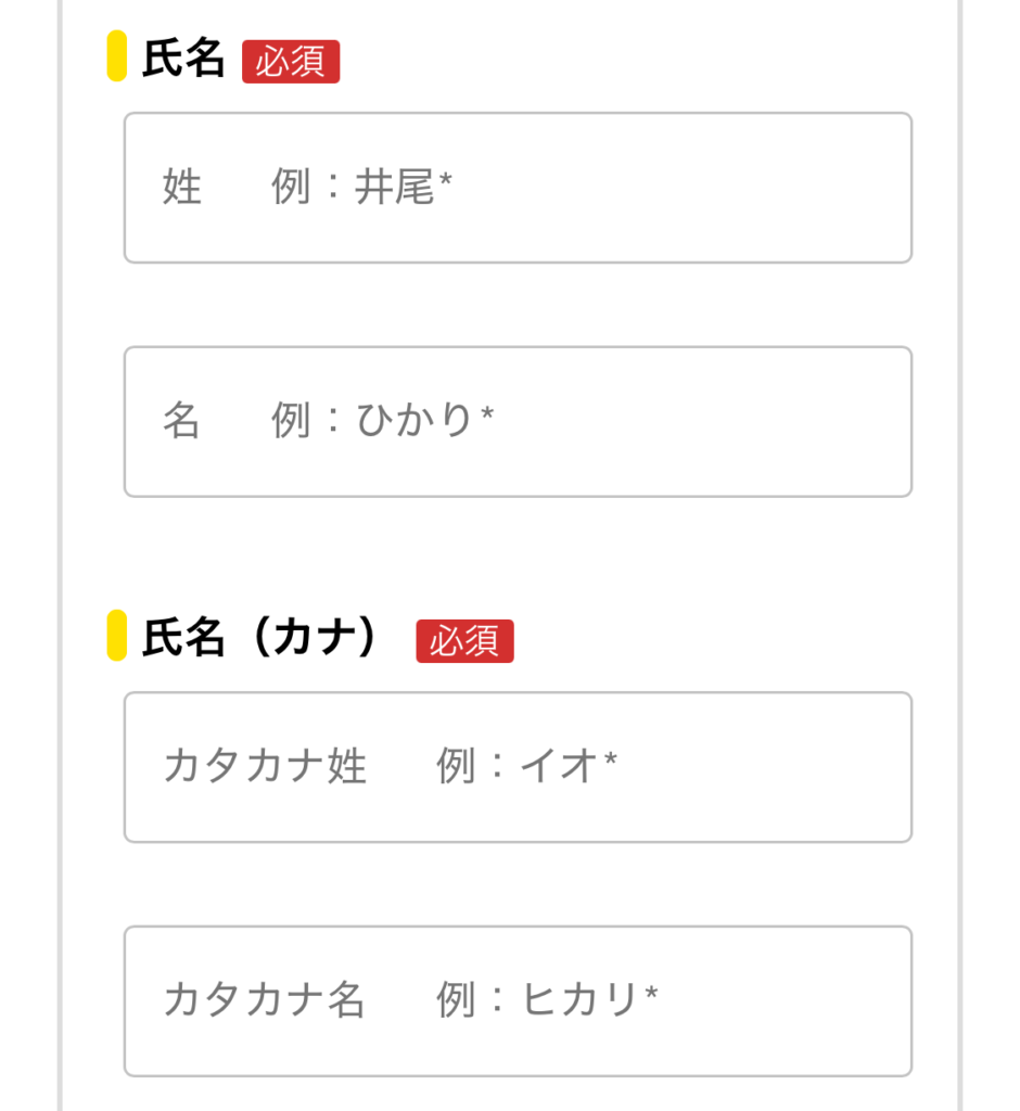 必要項目を入力する