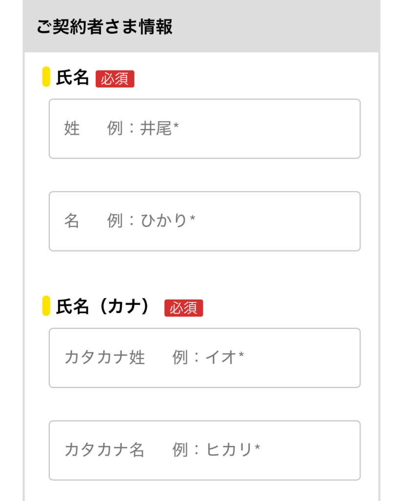 必要項目を入力する