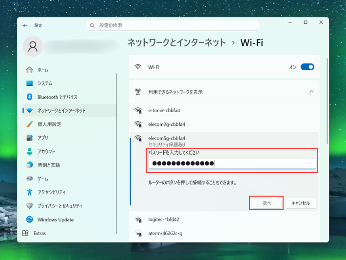パスワードを入力する