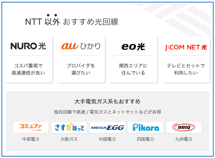 NTT以外 おすすめ光回線