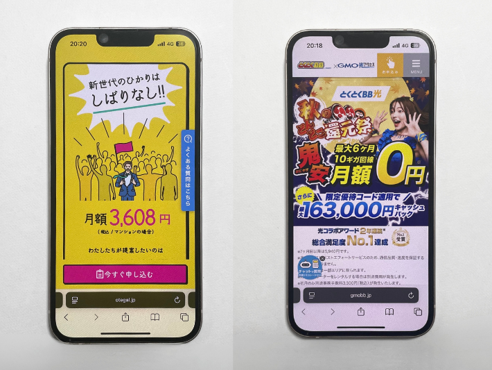 おてがる光ととくとくBB光が比較される理由は？