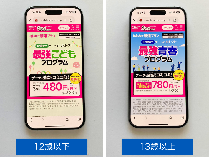 12歳以下は子供割が適用される