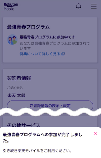 表示を確認して完了