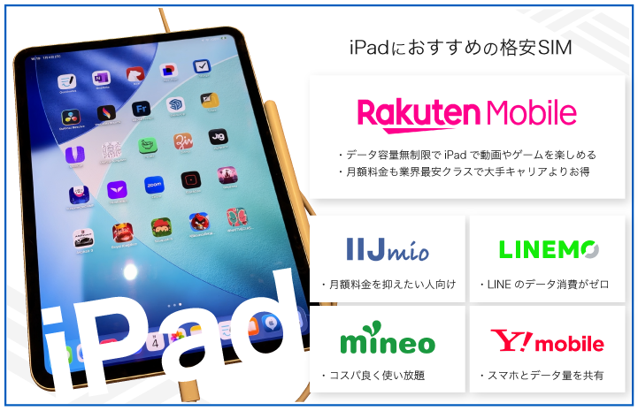iPadにおすすめの格安SIM