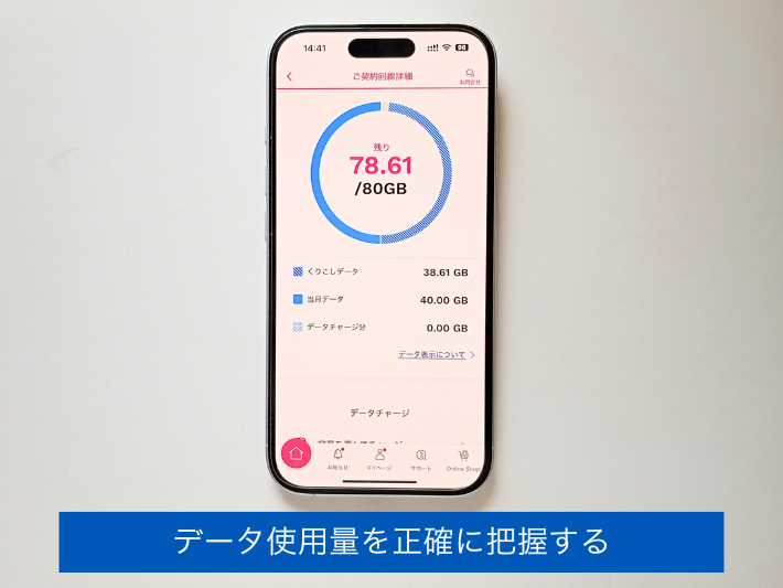 データ使用量を正確に把握する